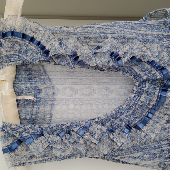 Free People In Paris Maxi Top Sheer Duster Blue - Picture 12 of 16